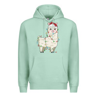 Seafoam christmas llama Premium Hoodie - MaliasSmallBusiness
