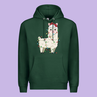 Christmas Llama Premium Hoodie Designed By Maliassmallbusiness