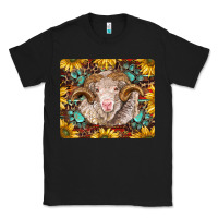 Black merino ram with sunflowers and gemstone mousepad Classic Tee - BarkalooDesign