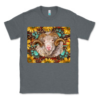 Charcoal Heather merino ram with sunflowers and gemstone mousepad Classic Tee - BarkalooDesign