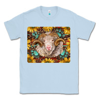 Dusty Blue merino ram with sunflowers and gemstone mousepad Classic Tee - BarkalooDesign