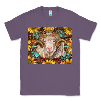 Lavender merino ram with sunflowers and gemstone mousepad Classic Tee - BarkalooDesign