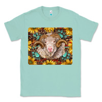 Seafoam merino ram with sunflowers and gemstone mousepad Classic Tee - BarkalooDesign