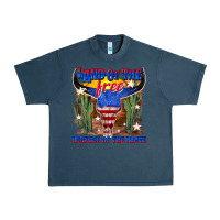 Midnight Navy land of the free because of the brave Urban Heavy Tee - texasbilliewilder