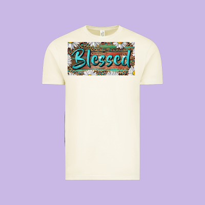Vintage Tee Blessed With Daisy And Leopard