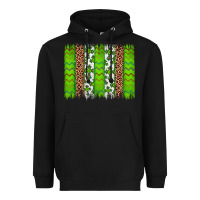 Black Western St. Patrick's Shamrock Cross Leopard Brushstroke Heavyweight Hoodie - Artiststas