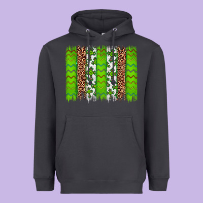 Western St. Patrick's Shamrock Cross Leopard Brushstroke Heavyweight Hoodie Designed By Artiststas