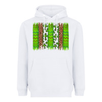 White Western St. Patrick's Shamrock Cross Leopard Brushstroke Heavyweight Hoodie - Artiststas