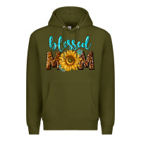 Army Green blessed mom with sunflower Premium Hoodie - NancyCooperArtShop