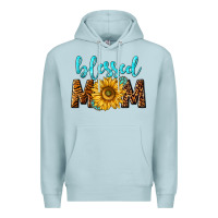 Blue Mist blessed mom with sunflower Premium Hoodie - NancyCooperArtShop
