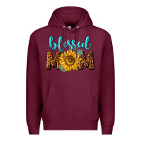 Burgundy blessed mom with sunflower Premium Hoodie - NancyCooperArtShop