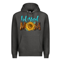 Charcoal Heather blessed mom with sunflower Premium Hoodie - NancyCooperArtShop