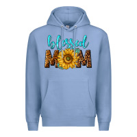 Colony Blue blessed mom with sunflower Premium Hoodie - NancyCooperArtShop