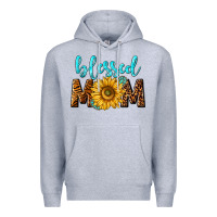 Heather Grey blessed mom with sunflower Premium Hoodie - NancyCooperArtShop