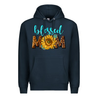 Navy blessed mom with sunflower Premium Hoodie - NancyCooperArtShop