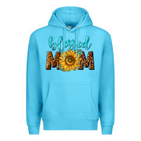 Ocean Blue blessed mom with sunflower Premium Hoodie - NancyCooperArtShop