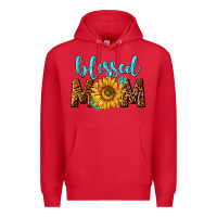 Red blessed mom with sunflower Premium Hoodie - NancyCooperArtShop