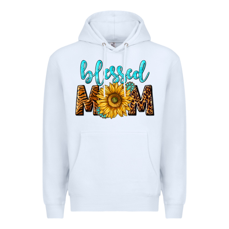 Blessed Mom With Sunflower Premium Hoodie by NancyCooperArtShop | Teevron