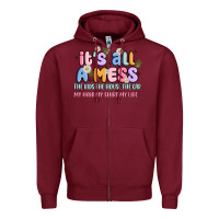 Burgundy its all a mess Zipper Hoodie - JahusDesignShop