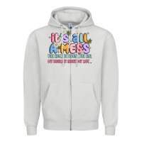Dove Grey its all a mess Zipper Hoodie - JahusDesignShop