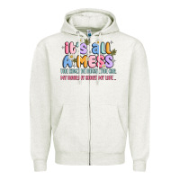 Oatmeal Heather its all a mess Zipper Hoodie - JahusDesignShop