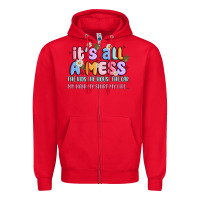 Red its all a mess Zipper Hoodie - JahusDesignShop