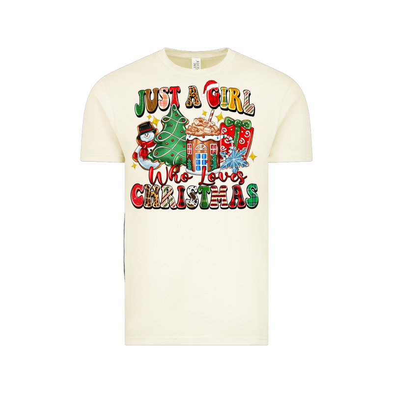 Just A Girl Who Loves Christmas Vintage Tee by Zillion Design Studio | Teevron