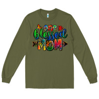 Army Green one blessed mom autism Long Sleeve Tee - Zillion Design Studio