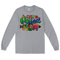 Heather Grey one blessed mom autism Long Sleeve Tee - Zillion Design Studio