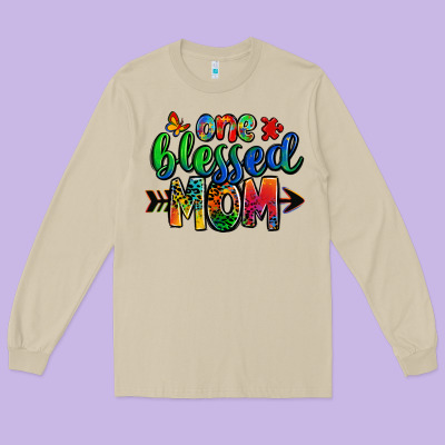 One Blessed Mom Autism Long Sleeve Tee Designed By Zillion Design Studio