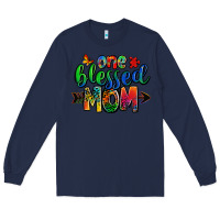 Navy one blessed mom autism Long Sleeve Tee - Zillion Design Studio