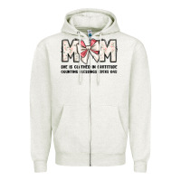 Oatmeal Heather mom she is clothed in gratitude counting blessings Zipper Hoodie - JahusDesignShop