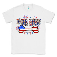White 4th of July Dog Mom Classic Tee - CowGirlArtShop