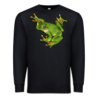 Black White Lipped Tree Frog Illustrations Premium Sweatshirt - LillyAllenDesigns