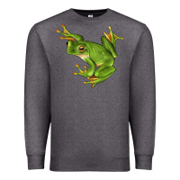 Charcoal Heather White Lipped Tree Frog Illustrations Premium Sweatshirt - LillyAllenDesigns