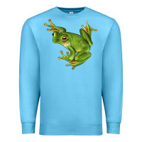 Ocean Blue White Lipped Tree Frog Illustrations Premium Sweatshirt - LillyAllenDesigns