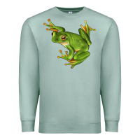 Seafoam White Lipped Tree Frog Illustrations Premium Sweatshirt - LillyAllenDesigns