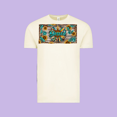 Vintage Tee Blessed With Sunflower And Gemstone