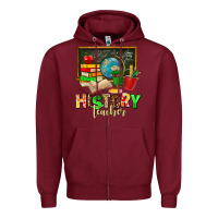 Burgundy history teacher Zipper Hoodie - AdoDesignShop