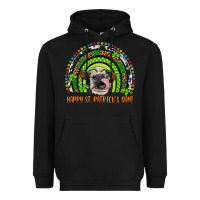 Black Western Happy St. Patrick's Day Cow Rainbow Heavyweight Hoodie - Artiststas