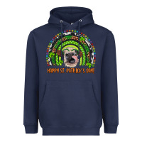 Navy Western Happy St. Patrick's Day Cow Rainbow Heavyweight Hoodie - Artiststas