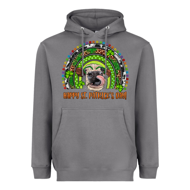 Western Happy St. Patrick's Day Cow Rainbow Heavyweight Hoodie by Artiststas | Teevron
