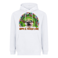 White Western Happy St. Patrick's Day Cow Rainbow Heavyweight Hoodie - Artiststas