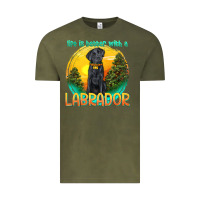 Vintage Olive life is better with a labrador Vintage Tee - texasbilliewilder
