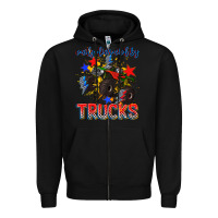 Black easily distracted by trucks Zipper Hoodie - AdoDesignShop