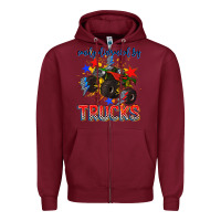 Burgundy easily distracted by trucks Zipper Hoodie - AdoDesignShop