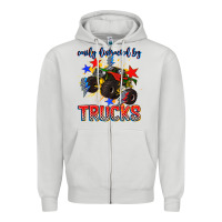 Dove Grey easily distracted by trucks Zipper Hoodie - AdoDesignShop