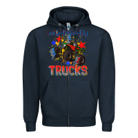Navy easily distracted by trucks Zipper Hoodie - AdoDesignShop