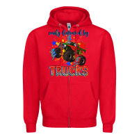 Red easily distracted by trucks Zipper Hoodie - AdoDesignShop