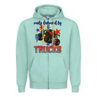 Seafoam easily distracted by trucks Zipper Hoodie - AdoDesignShop